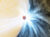 This artist’s impression shows a doomed planet skimming the surface of its star. Astronomers used a combination of telescopes to spot the first direct evidence of an aging
