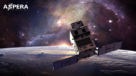 An image of the ASPARA small satellite in space.