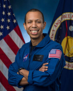 A photograph of Christopher Williams in his NASA flight suit