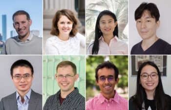 The MIT faculty named 2026 Sloan Research Fellows include: (top row, l-r) Jacopo Borga, Anna-Christina Eilers, Linlin Fan, and Yoon Kim
