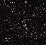 Distant stars on a black night sky