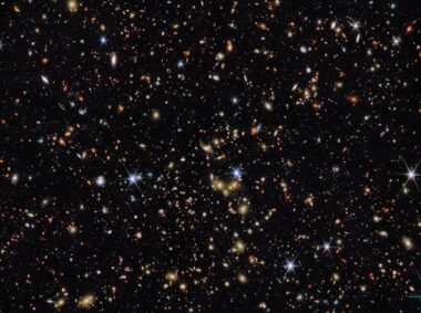 Distant stars on a black night sky