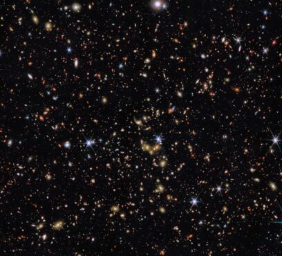 Distant stars on a black night sky