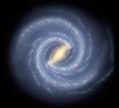 A blue swirling galaxy