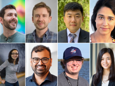 Top row, left to right: Jacob Andreas, Adam Belay, Soonwon Choi, Maryam Farboodi. Bottom row, left to right: Lina Necib, Arvind Satyanarayan, Andrew Vanderburg, and Xiao Wang.