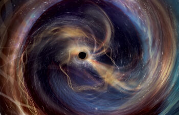 This illustration portrays GW250114, a powerful collision between two black holes recently observed in gravitational waves. Ten years after LIGO’s landmark detection of the first gravitational waves, the observatory’s improved detectors allowed it to “hear” this celestial collision with unprecedented clarity. Though only LIGO was online during GW250114, it now routinely operates as part of a network with other gravitational-wave detectors, including Europe’s Virgo and Japan’s KAGRA.