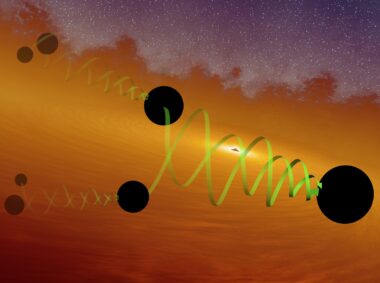 Some merging black holes may be second-generation black holes that formed from the previous merging of two smaller black holes, according to a new study. Pictured is an artist’s concept of the hierarchical formation of black holes.