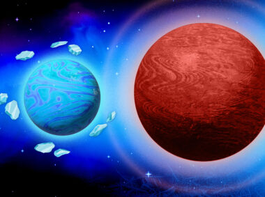 The planetary odd couple of a mini-Neptune and hot Jupiter probably formed out beyond its star’s “frostline,” in the colder region of the protoplanetary disk.