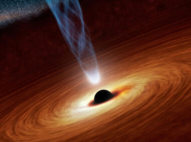 Astronomers at MIT and elsewhere have detected a quasar flickering from the very early universe. This artist’s concept illustrates a quasar accretion disk.