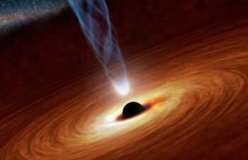 Astronomers at MIT and elsewhere have detected a quasar flickering from the very early universe. This artist’s concept illustrates a quasar accretion disk.